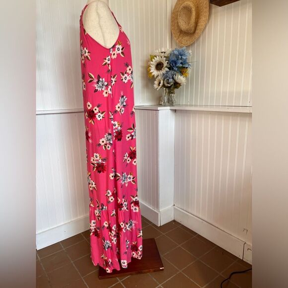 LOFT Zinnia Pink Floral Halter Maxi Dress XS NWT - Picture 2 of 8
